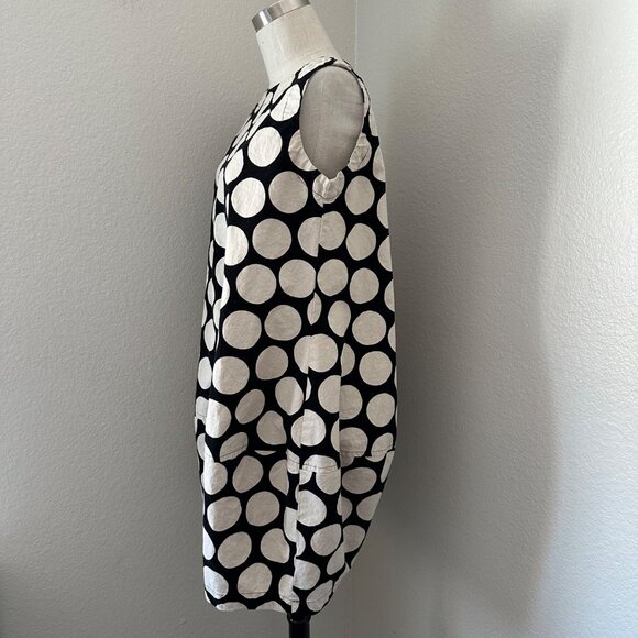 Eleven Stitch Design Pullover Bubble Short Dress Sleeveless Flax Blend Beige Pol - Picture 4 of 12